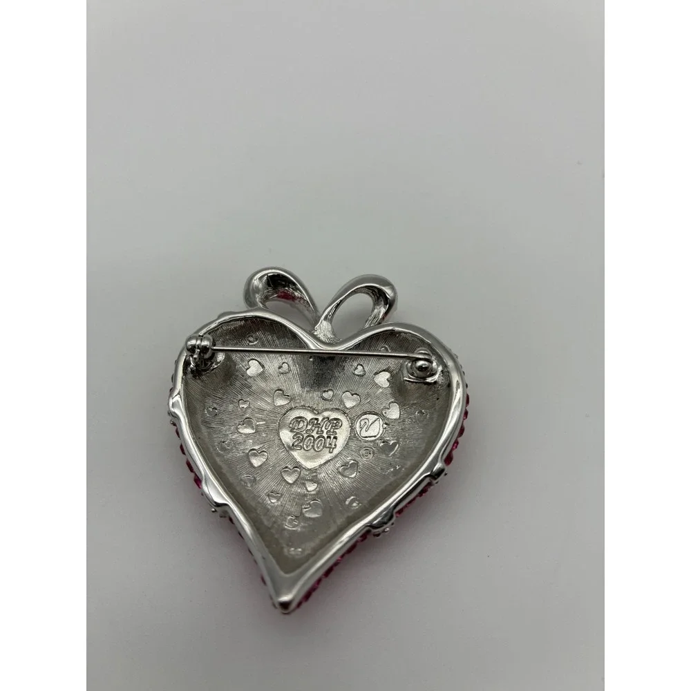 Swarovski 'Wrapped in Love' 2004 Pink Rhinestone Heart Brooch Pave Crystal Pin